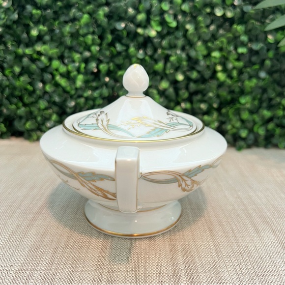 Royal Tettau Princess Blue Green Gold | Creamer & Covered Sugar Bowl Set Germany - Picture 12 of 16